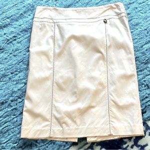 ROBERTA SCARPA ITALIAN MADE PENCIL SKIRT IVORY WHITE WITH SILVER TRIM SIZE 10